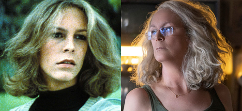 Jamie Lee Curtis as Laurie Strode in 1978 (left) and 2018 (right)